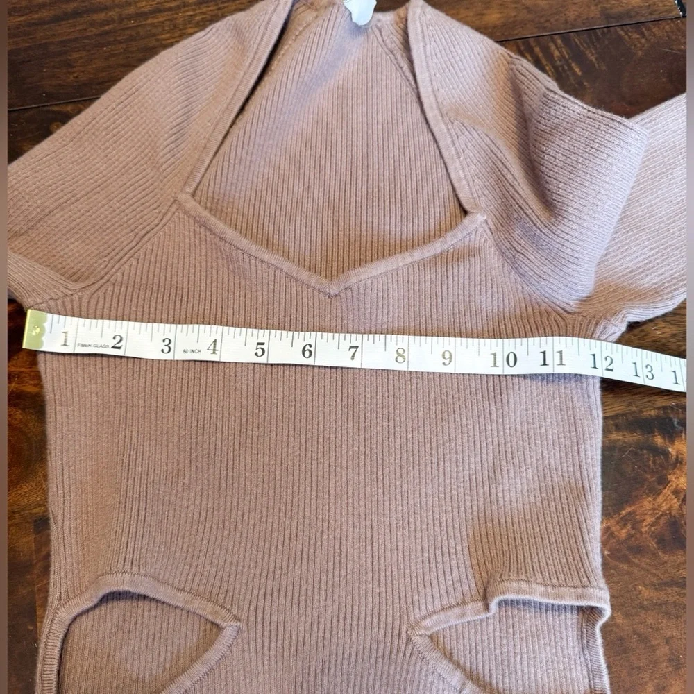 Abercrombie & Fitch Mauve Long Sleeve Bodycon Cut Out Sweater Maxi Dress Sz M